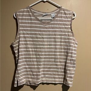 Striped Tan and White Sleeveless Top